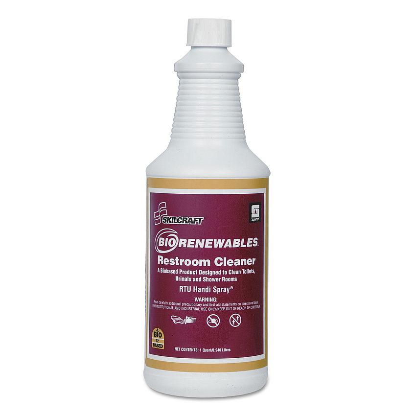AbilityOne 7930015552900, SKILCRAFT Spartan BioRenewables Restroom Cleaner, 32 oz Spray Bottle, 12/Box