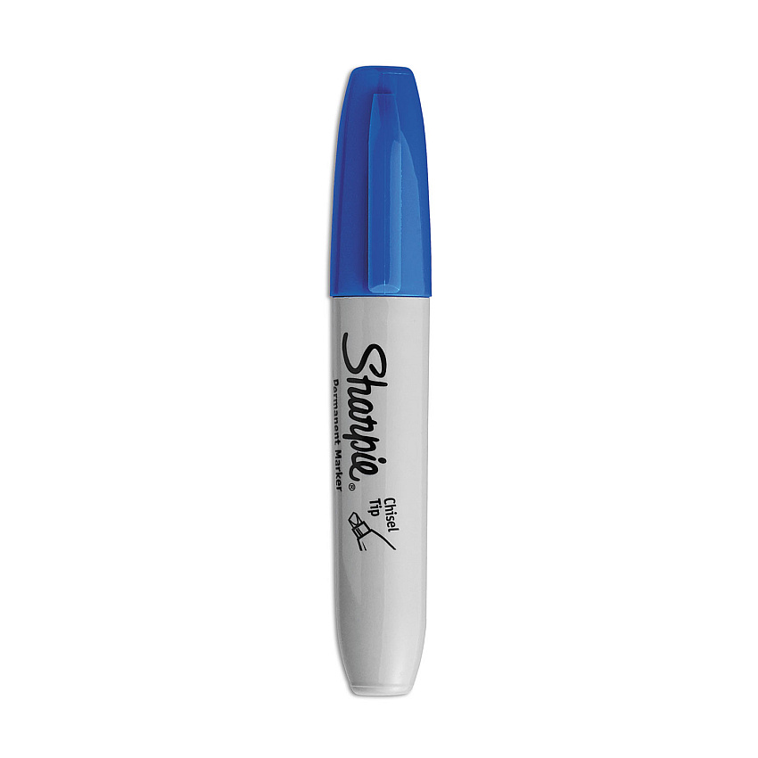 Sharpie Chisel Tip Permanent Marker, Medium Chisel Tip, Blue, Dozen (38203)