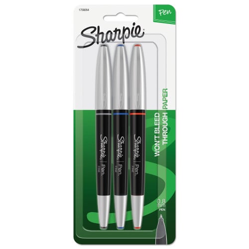 Sharpie Grip Stick Porous Point Pen, Fine 0.5mm, Assorted Ink, Black