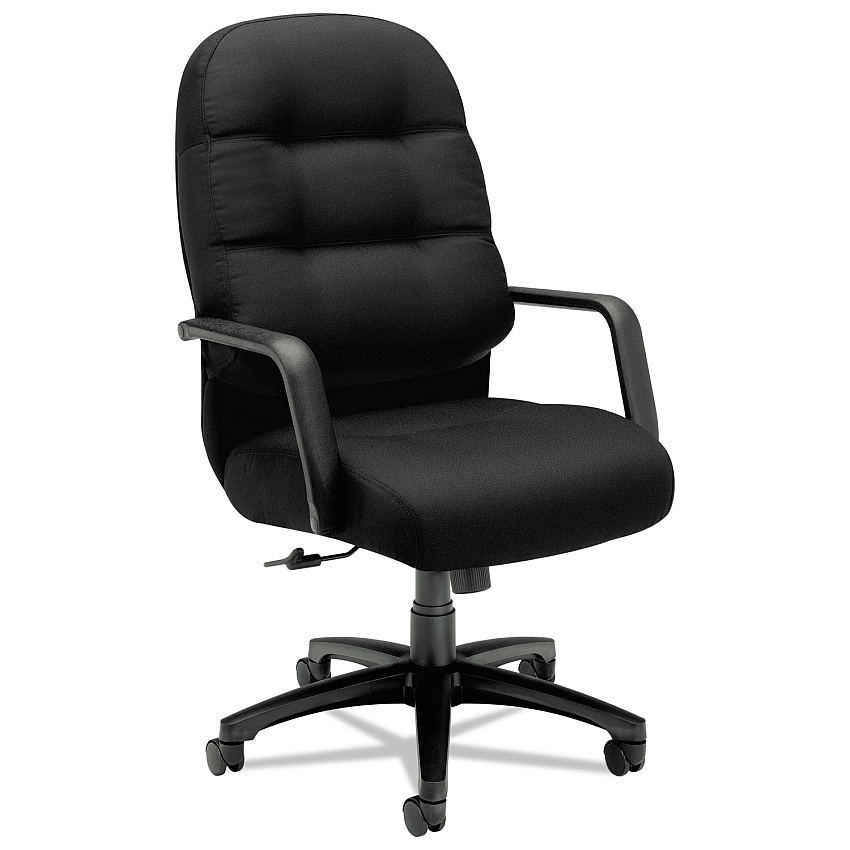 HON Pillow-Soft 2090 Series Executive High-Back Swivel/Tilt Chair, Supports Up to 300 lb, 17" to 21" Seat Height, Black (2091CU10T)