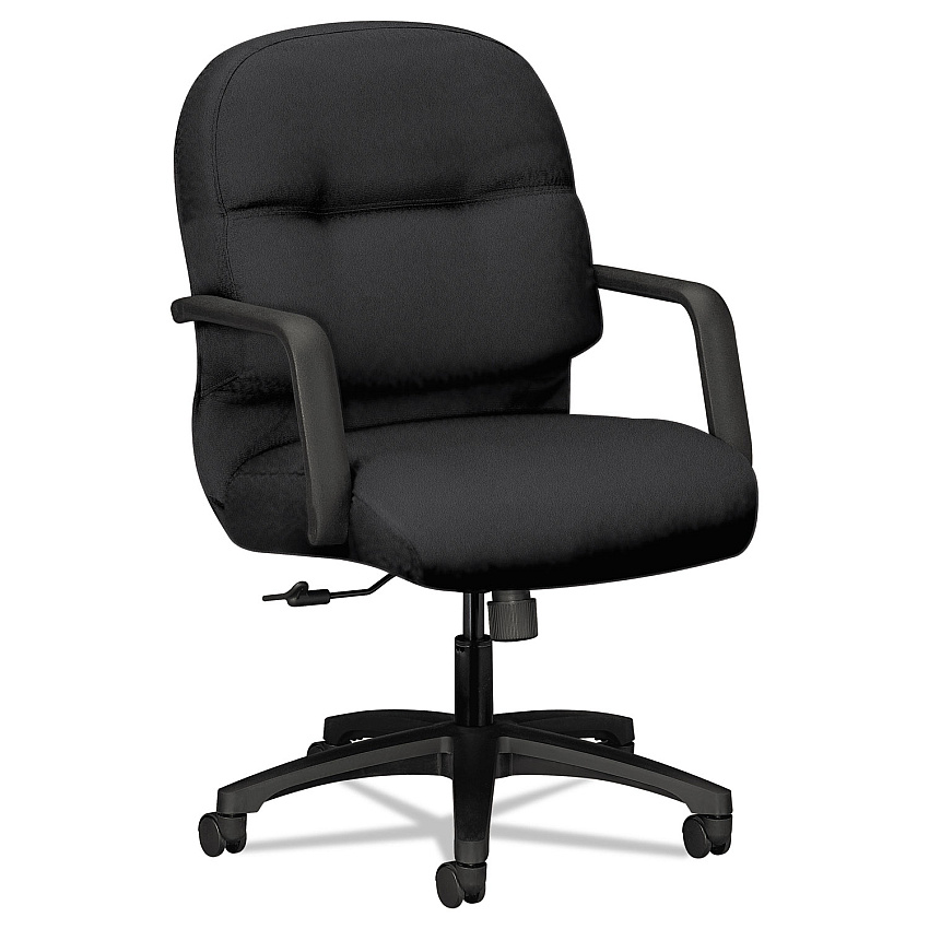 HON Pillow-Soft 2090 Series Managerial Mid-Back Swivel/Tilt Chair, Supports Up to 300 lb, 17" to 21" Seat Height, Black (2092CU10T)