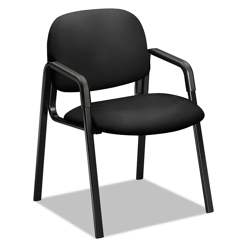HON Solutions Seating 4000 Series Leg Base Guest Chair, Fabric Upholstery, 23.5" x 24.5" x 32", Black Seat/Back, Black Base (4003CU10T)