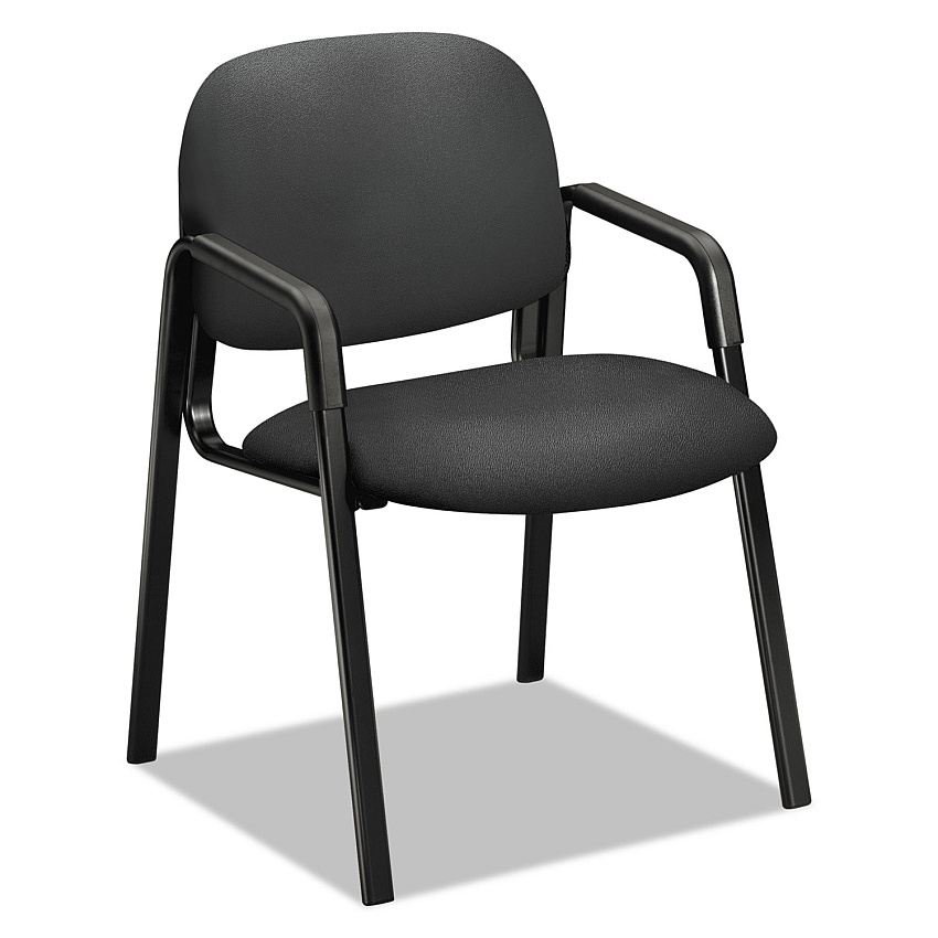 HON Solutions Seating 4000 Series Leg Base Guest Chair, Fabric Upholstery, 23.5" x 24.5" x 32", Iron Ore Seat/Back, Black Base (4003CU19T)