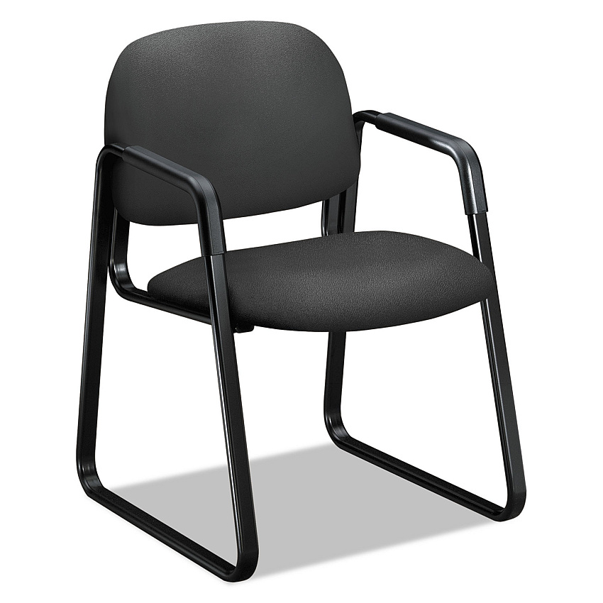 Solutions Seating 4000 Series Sled Base Guest Chair, Fabric Upholstery, 23.5" X 26" X 33", Iron Ore Seat/back, Black Base