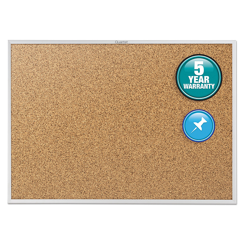 Quartet Classic Series Cork Bulletin Board, 60 x 36, Tan Surface, Silver Anodized Aluminum Frame (2305)
