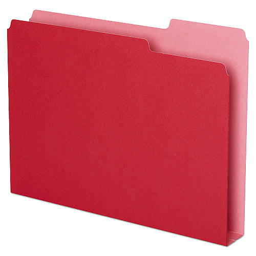 Pendaflex Double Stuff File Folders, 1/3-Cut Tabs: Assorted, Letter Size, 1.5" Expansion, Red, 50/Pack (54454)