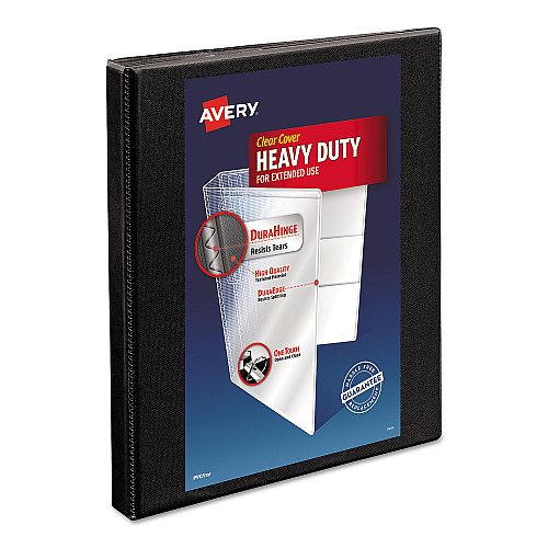 Avery Heavy-Duty Non Stick View Binder with DuraHinge and Slant Rings, 3 Rings, 0.5" Capacity, 11 x 8.5, Black, (5233) (05233)