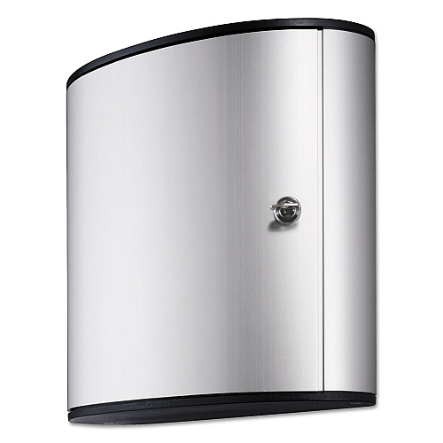 Durable Locking Key Cabinet, 54-Key, Brushed Aluminum, Silver, 11.75 x 4.63 x 11 11.9" Width x 4.8" Depth x 11" Height - 1 x Front Open Door(s) - Security Lock - Silver - Metallic Silver - Aluminum (195323)