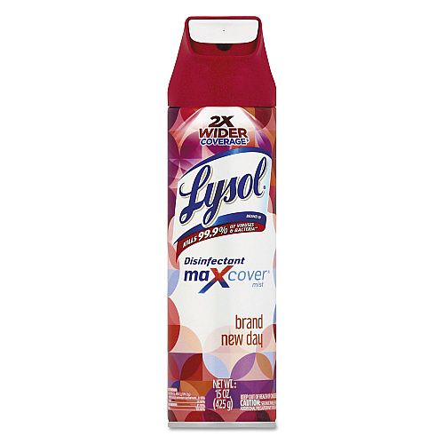 Lysol Max Cover Disinfectant Mist, Liquid, Brand New Day, 15 oz, 6/Carton (97171)