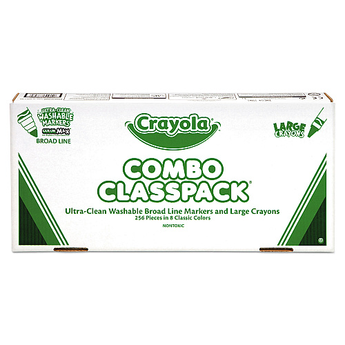 Crayola Crayon and Ultra-Clean Washable Marker Classpack, 8 Colors, 128 Each Crayons/Markers, 256/Box (523348)