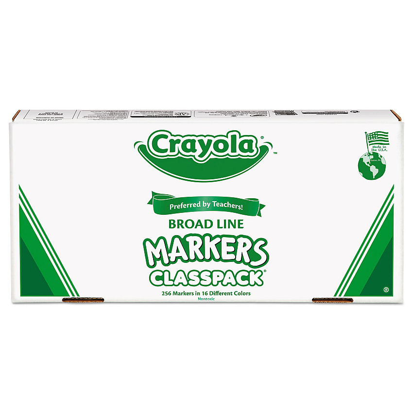 Crayola Non-Washable Marker, Broad Bullet Tip, Assorted Classic Colors, 256/Box (588201)