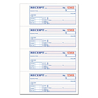 Adams TOPS 3-Part Hardbound Receipt Book, Three-Part Carbonless, 7 x 2.75, 4 Forms/Sheet, 200 Forms Total (TCH1185)