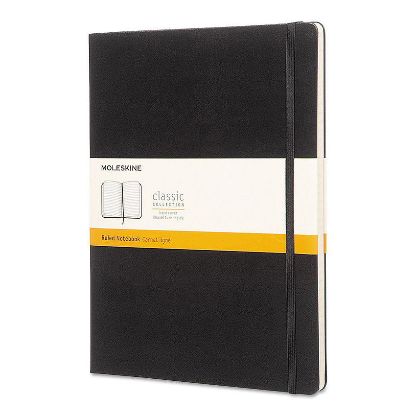 Moleskine Classic Colored Hardcover Notebook, 1-Subject, Narrow Rule, Black Cover, (192) 10 x 7.5 Sheets (QP090)