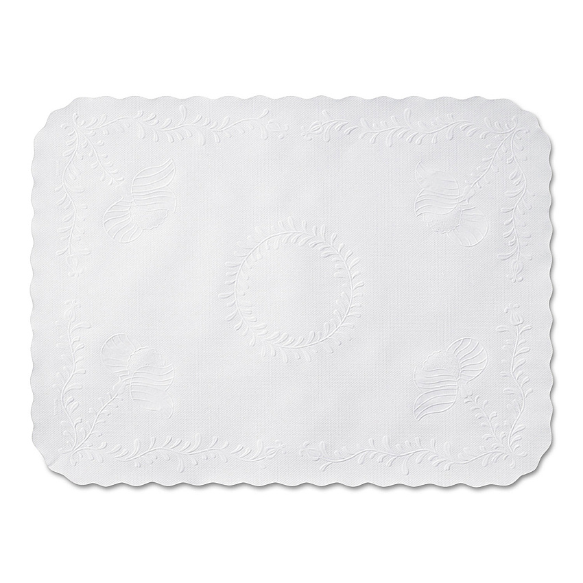 Hoffmaster Anniversary Embossed Scalloped Edge Tray Mat, 14 x 19, White, 1,000/Carton (TC8704472)