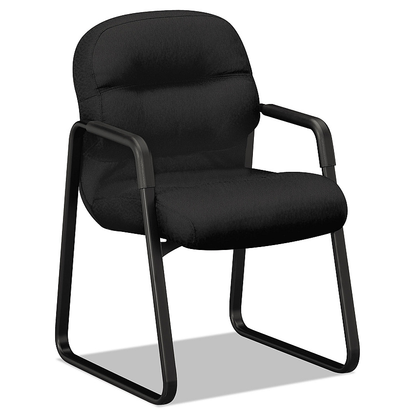 HON Pillow-Soft 2090 Series Guest Arm Chair, Fabric Upholstery, 23.25" x 28" x 36", Black Seat, Black Back, Black Base (2093CU10T)