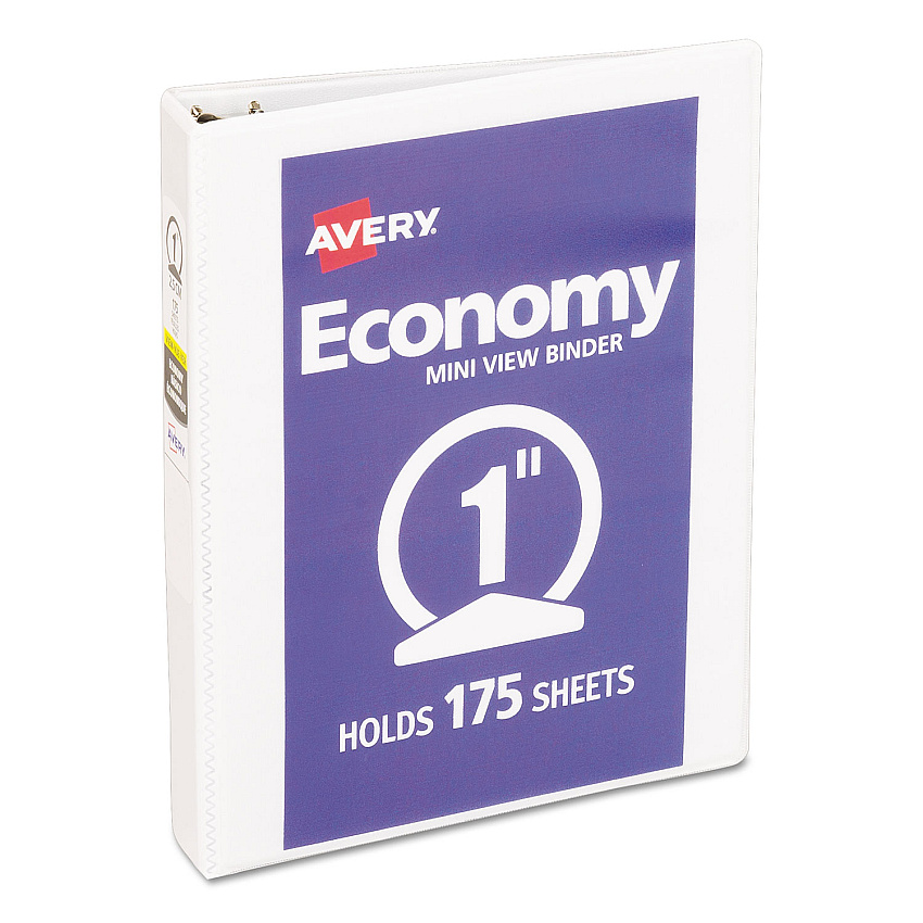 Avery Economy View Binder with Round Rings , 3 Rings, 1" Capacity, 8.5 x 5.5, White, (5806) (05806)
