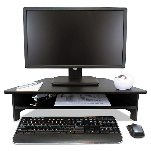 Victor High Rise Collection Monitor Stand, 27 x 11 1/2 x 6 1/2-7 1/2, Black (DC050)