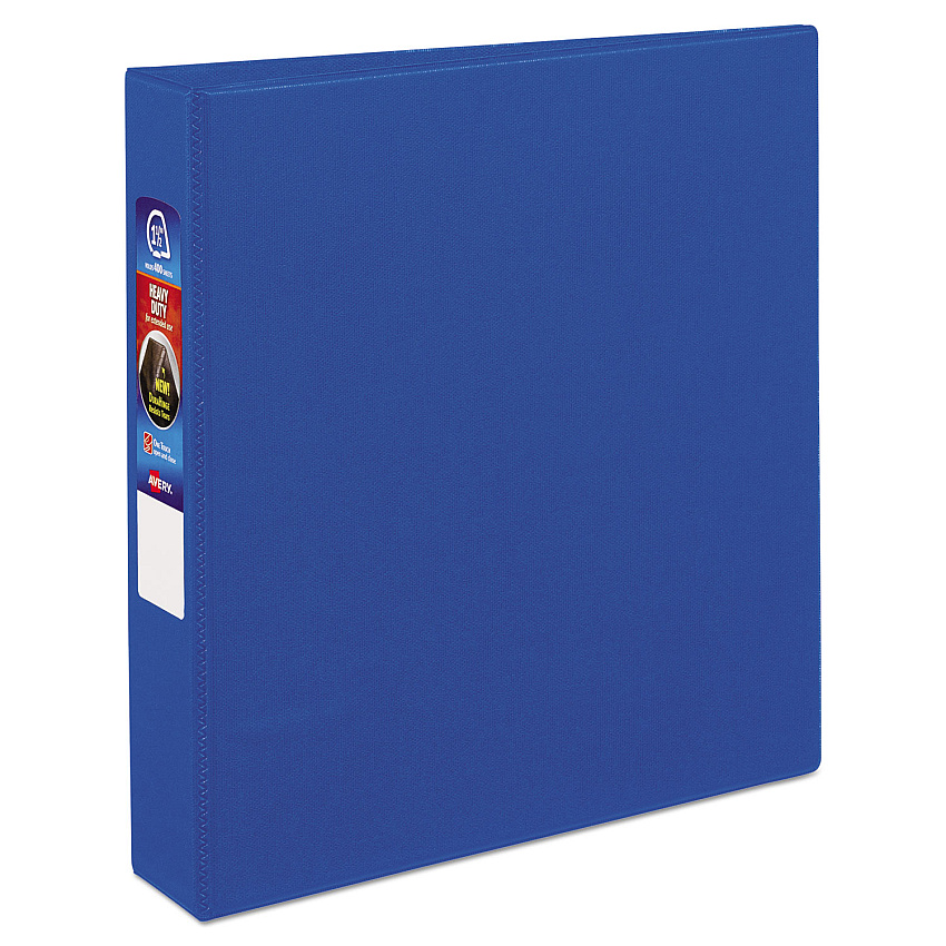 Avery Heavy-Duty Non-View Binder with DuraHinge and One Touch EZD Rings, 3 Rings, 1.5" Capacity, 11 x 8.5, Blue 1 1/2" Binder Capacity - Letter - 8 1/2" x 11" Sheet Size - 400 Sheet Capacity - 1.50" Ring(s) - Fastener(s): Ring - Pocket(s): 4, Inte (79885)