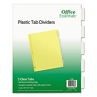 Office Essentials Plastic Insertable Dividers, 5-Tab, 11 x 8.5, Clear Tabs, 1 Set (11466)