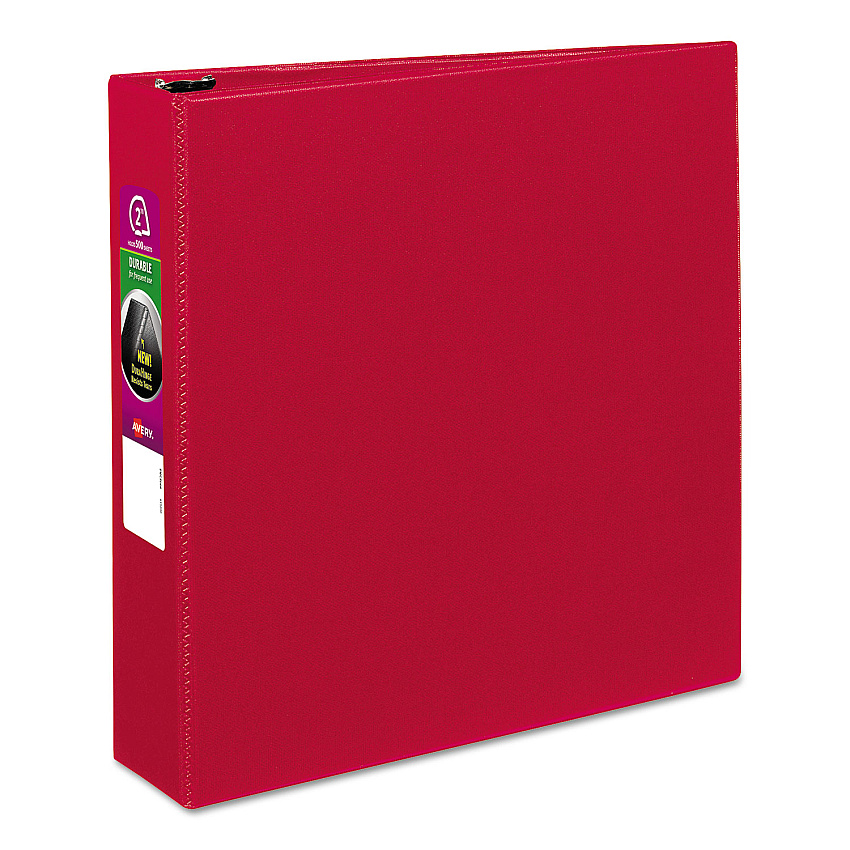 Avery Durable Non-View Binder with DuraHinge and Slant Rings, 3 Rings, 2" Capacity, 11 x 8.5, Red (27203)