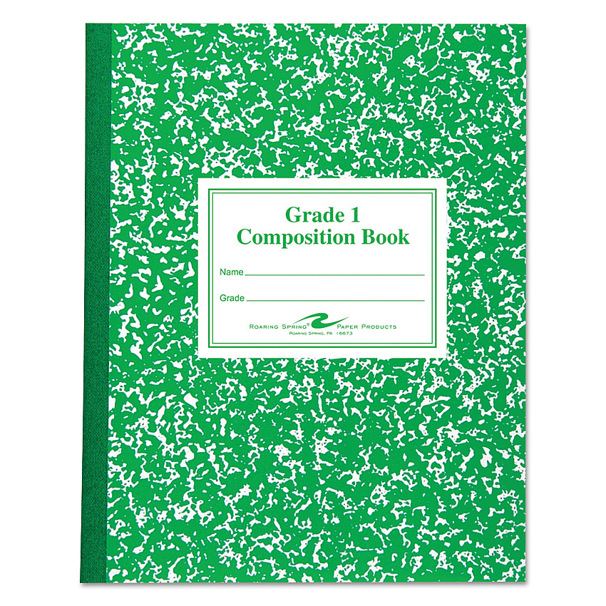 Roaring Spring Grade School Ruled Composition Book, Grade 1 Manuscript Format, Green Marble Cover, (50) 9.75 x 7.75 Sheets (77920)