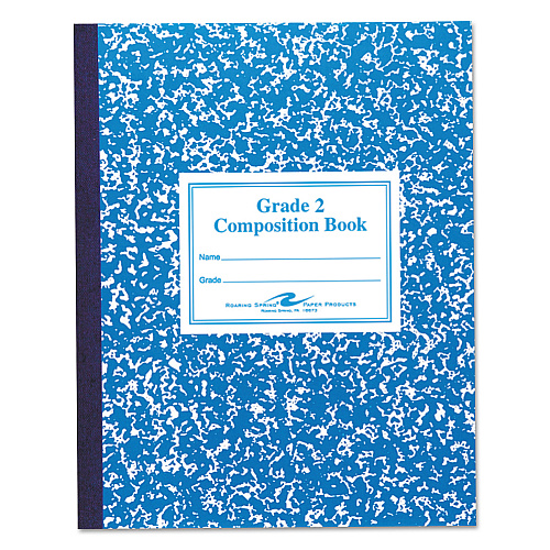 Roaring Spring Grade School Ruled Composition Book, Grade 2 Manuscript Format, Blue Marble Cover, (50) 9.75 x 7.75 Sheets (77921)