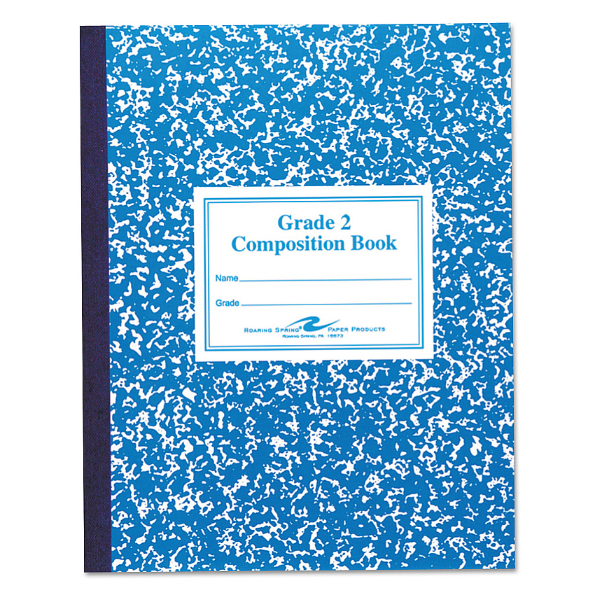 Roaring Spring Grade School Ruled Composition Book, Grade 2 Manuscript Format, Blue Marble Cover, (50) 9.75 x 7.75 Sheets (77921)