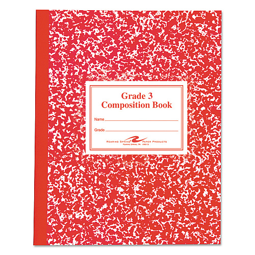 Roaring Spring Grade School Ruled Composition Book, Grade 3 Manuscript Format, Red Marble Cover, (50) 9.75 x 7.75 Sheets (77922)
