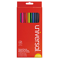 Universal Woodcase Colored Pencils, 3 mm, Assorted Lead and Barrel Colors, 24/Pack (UNV55324)