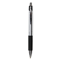 Universal Comfort Grip Ballpoint Pen, Retractable, Medium 1 mm, Black Ink, Silver/Black Barrel, Dozen (UNV15540)