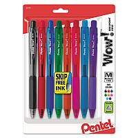 Pentel WOW! Ballpoint Pen, Retractable, Medium 1 mm, Assorted Ink and Barrel Colors, 8/Pack (BK440BP8M)