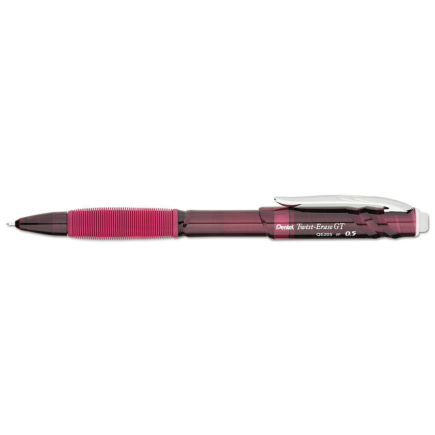 Pentel Twist-Erase GT Pencils, 0.5 mm, HB (#2), Black Lead, Red Barrel (QE205B)