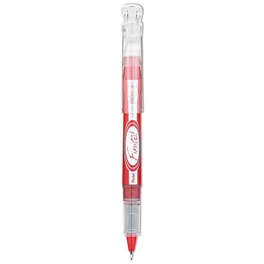 Pentel Finito! Porous Point Pen, Stick, Extra-Fine 0.4 mm, Red Ink, Red/Silver/Clear Barrel (SD98B)