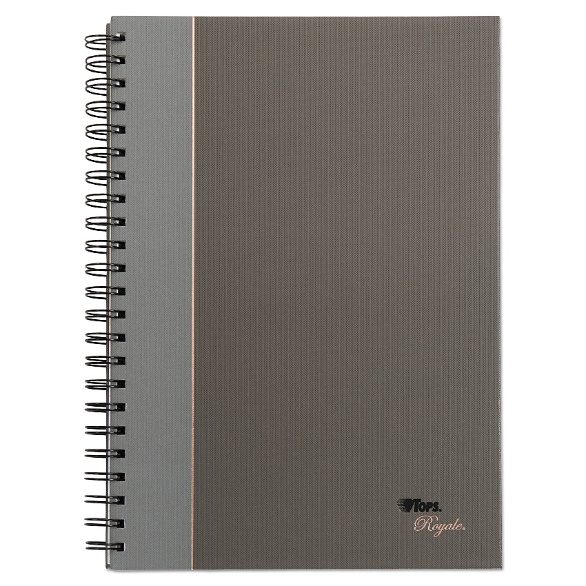 TOPS Royale Wirebound Business Notebooks, 1-Subject, Medium/College Rule, Black/Gray Cover, (96) 11.75 x 8.25 Sheets (25332)