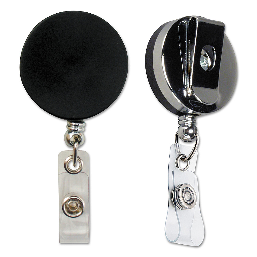 SICURIX Heavy Duty ID Card Reel, 30" Extension, Black/Chrome (68814)