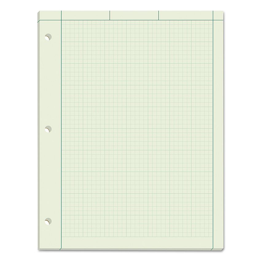 TOPS Engineering Computation Pads, Cross-Section Quadrille Rule (5 sq/in, 1 sq/in), Green Cover, 100 Green-Tint 8.5 x 11 Sheets (35500)