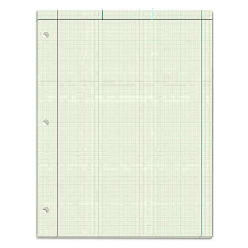 TOPS Engineering Computation Pads, Cross-Section Quad Rule (5 sq/in, 1 sq/in), Black/Green Cover, 100 Green-Tint 8.5 x 11 Sheets (35510)