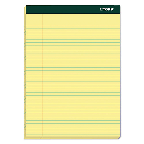 TOPS Double Docket Ruled Pads, Narrow Rule, 100 Canary-Yellow 8.5 x 11.75 Sheets, 6/Pack (63376)