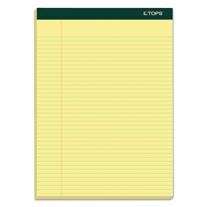 TOPS Double Docket Ruled Pads, Narrow Rule, 100 Canary-Yellow 8.5 x 11.75 Sheets, 6/Pack (63376)