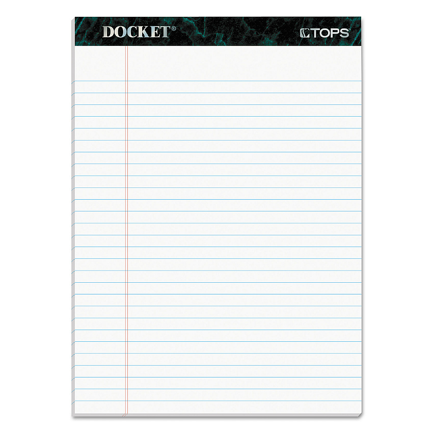 TOPS Docket Ruled Perforated Pads, Wide/Legal Rule, 50 White 8.5 x 11.75 Sheets, 6/Pack (63416)