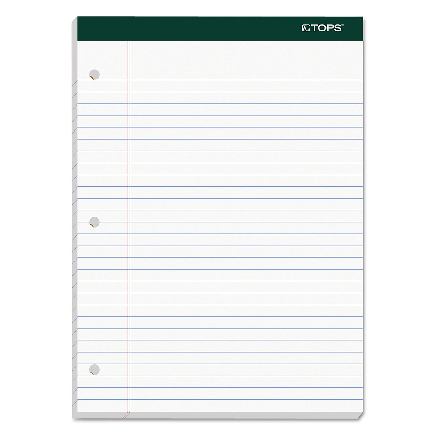 TOPS Double Docket Ruled Pads, Wide/Legal Rule, 100 White 8.5 x 11.75 Sheets, 6/Pack (63437)