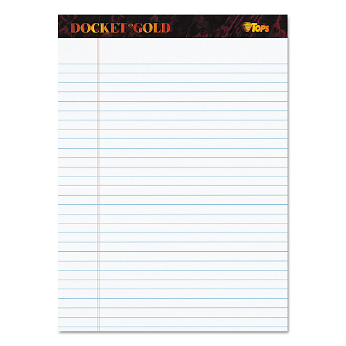 TOPS Docket Gold Ruled Perforated Pads, Wide/Legal Rule, 50 White 8.5 x 11.75 Sheets, 12/Pack (63960)