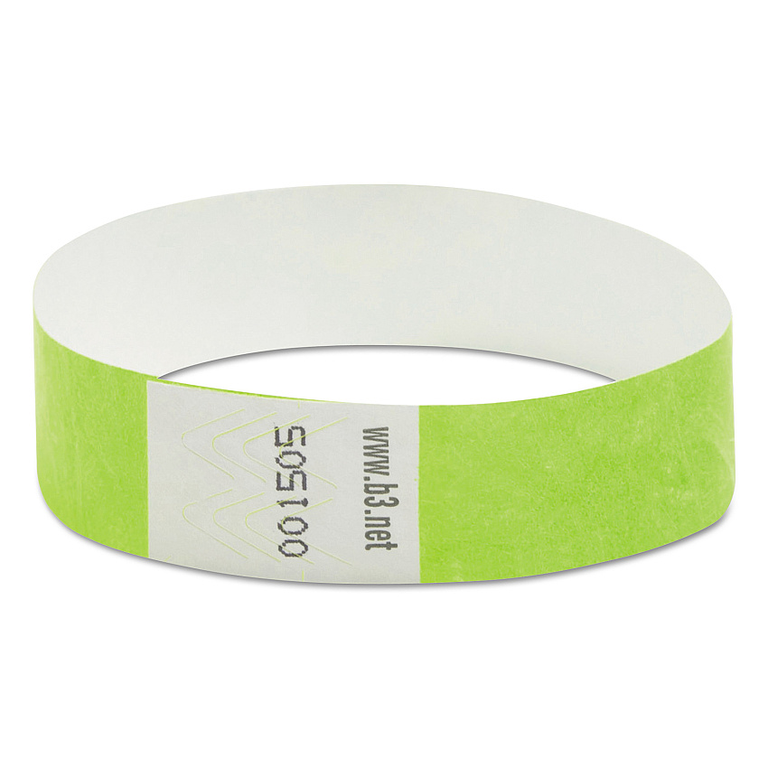 SICURIX Security Wristbands, Sequentially Numbered, 10" x 0.75", Green, 100/Pack (85060)
