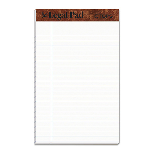 TOPS "The Legal Pad" Ruled Perforated Pads, Narrow Rule, 50 White 5 x 8 Sheets, Dozen (7500)