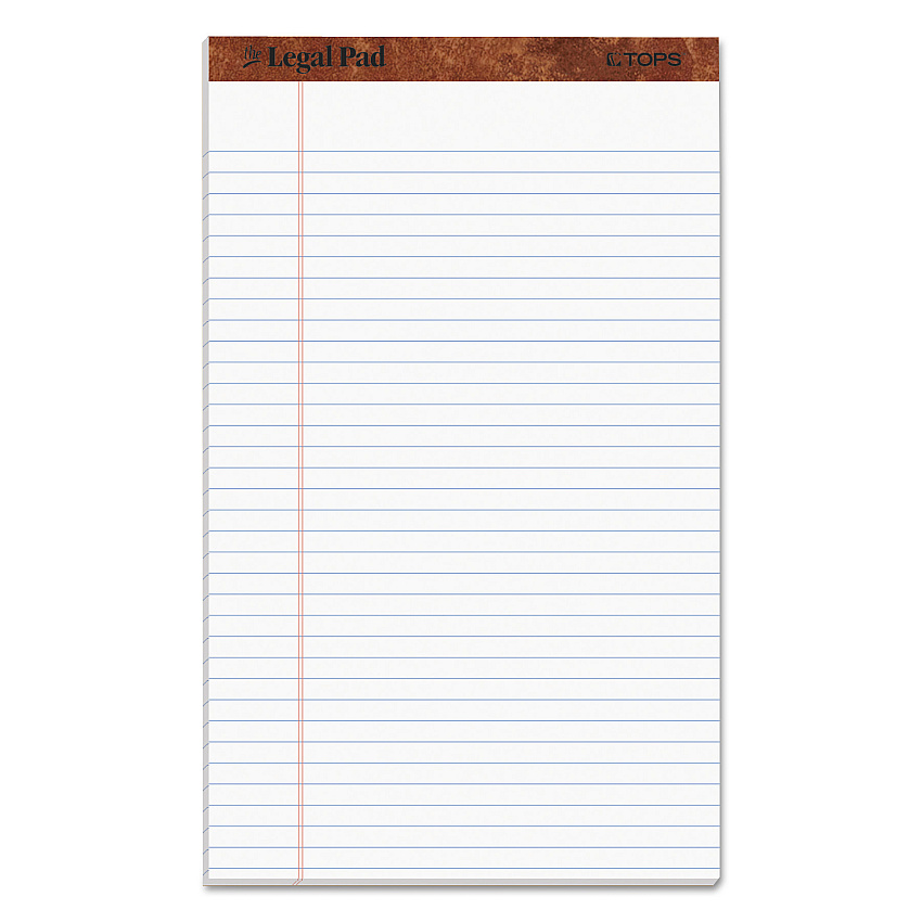 TOPS "The Legal Pad" Ruled Perforated Pads, Wide/Legal Rule, 50 White 8.5 x 14 Sheets, Dozen (7573)
