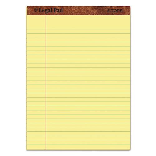 TOPS "The Legal Pad" Ruled Perforated Pads, Wide/Legal Rule, 50 Canary-Yellow 8.5 x 11 Sheets, 3/Pack (75327)