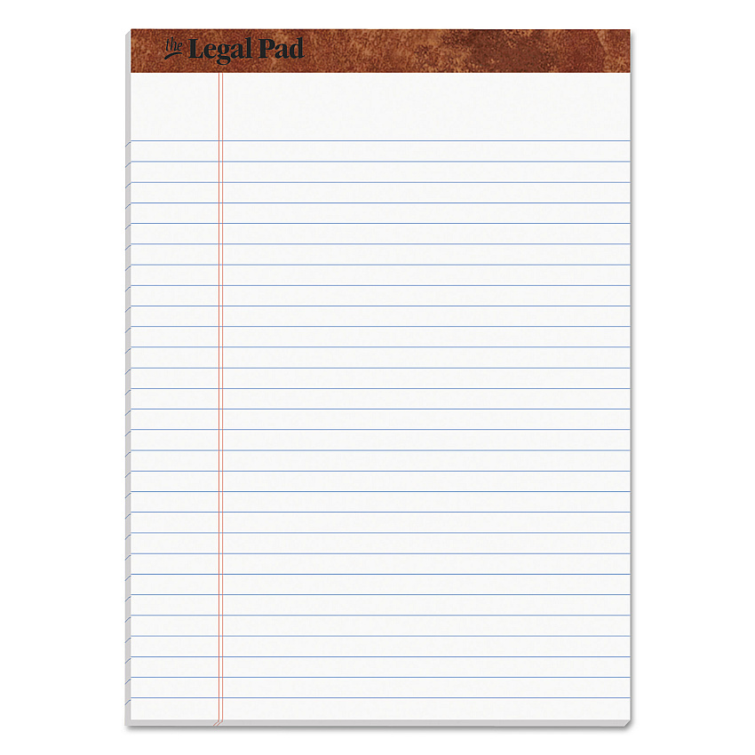 TOPS "The Legal Pad" Ruled Perforated Pads, Wide/Legal Rule, 50 White 8.5 x 11.75 Sheets (75330)