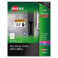 Avery Surface Safe Removable Label Safety Signs, Inkjet/Laser Printers, 3.5 x 5, White, 4/Sheet, 15 Sheets/Pack (61514)