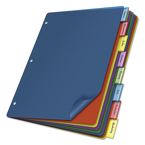 Cardinal Poly Index Dividers, 8-Tab, 11 x 8.5, Assorted, 4 Sets (84019)