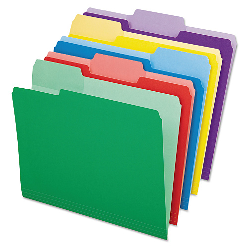 Pendaflex File Folders with Erasable Tabs, 1/3-Cut Tabs: Assorted, Letter Size, Assorted Colors, 30/Pack (84370)